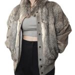 Vintage 80s Fur Suede Coat Vest Convertible Gray Rabbit Outerwear Jacket France Size M Photo 0