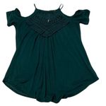 Forest green adorable szS cold shoulder lace bodice gathered front T Photo 0
