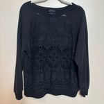Liv Los Angeles Sweatshirt Long Sleeve Top Lace Eyelet Sheer Front Black Size XL Photo 0