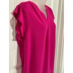 NWT CHAUS Hot Pink V Neck Flutter Sleeve Tunic Top Women's Medium Career Work Photo 7