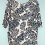 Jessica London Blue Green Multicolor Paisley Faux Wrap Short Sleeve Top 26/28 Photo 2
