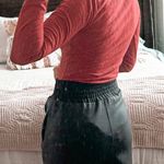 Forever 21 Red Ribbed Button Up Longsleeve Bodysuit  Photo 2