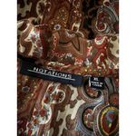 VTG Notations Blouse XL Geometric Shimmer Sheer Tie Front Ruffle Y2k Whimsical Red Photo 1