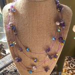 Amethyst Natural Multi Bead Wired Tiered Necklace Photo 0