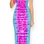 new Rococo Sand 𖦹 Opal Long Strapless Bodycon Dress 𖦹 Turquoise Pink Print 𖦹 S Blue Photo 0