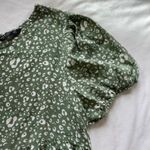 Sage green cheetah print puff sleeve top blouse Photo 3
