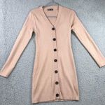 SheIn Button Front Dress Women Medium Ribbed Knit Long Sleeve Bodycon‎ Photo 0