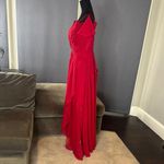 Red Chiffon Off the Shoulder Formal Bridesmaid Dress Corset Back Size 10 NWOT Photo 6