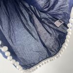 Mud Pie  Dress Small Strapless Navy Pom Pom Nautical Coastal 100% Cotton Casual Photo 10