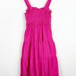 J.Crew  Sevilla Hot Pink Tiered Midi Dress Size Small Stretch Sleeveless Cotton Photo 12