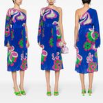 Borgo de Nor Aubrey One Shoulder Crepe Fringe Dress NWT Size 2 US (6 UK) Blue Photo 14