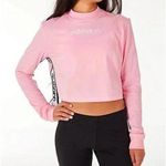 Adidas Women's Pink Tape Long Sleeve Cropped Sweatshirt Size XS Photo 1