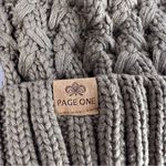 Page One Olive Cable Knit Beanie Faux Fur Pom Fleece Lined Winter Hat Green Photo 2