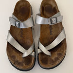Birkenstock  Betula Mayari silver Birko-flor toe loop slide sandals SZ 9 Narrow Photo 0
