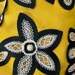 Carlisle Sleeveless Yellow and Black Floral Silk Knee Length Dress Size 10 Photo 5