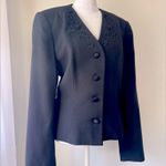 Laura Ashley Vintage Y2K Black Floral Embroidered Single Breasted Blazer Photo 2