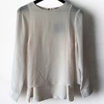 ASOS NWT Cream Sheer Ruffle Hem Blouse Long Sleeve Layered Top Size 6 Photo 0