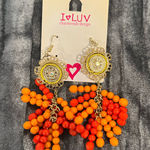 Boho Orange and Red Beaded Earrings Photo 0
