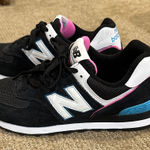 New Balance  Black and White Sneakers with Pink Accents Photo 0