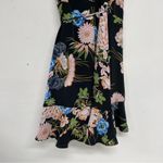 Hello Molly  Black Peach Green Floral Mini Wrap Dress Sleeveless Ruffled Women 10 Photo 10