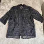 Carole Little Woman Sheer‎ Linen blend Burnout Button Down Top Blouse Aztec 2X Gray Size XXL Photo 0