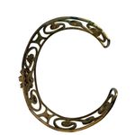 Vintage Brass Openwork rhinestone Cuff Bracelet Photo 8