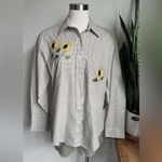 Vintage fall Gingham Sunflower Embroidered Blouse Cottagecore Button Down M Yellow Size M Photo 7