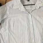 Womens Roaman’s Collared Dress Shirt Striped White Blue Size 24W Photo 4