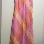 Vintage Victoria Holley Pink and Orange Plaid Maxi Dress Ruffle Trim Size 4P Photo 0