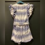 Saylor  Wilshire Belted Preppy Summer Resort Romper cotton blue white striped xs Photo 3
