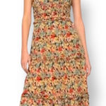 SEA New York Silk Floral Midi Dress Smocked Waist Flutter Sleeve Large New Yellow Photo 0