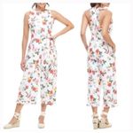 Gal Meets Glam Beverly Jumpsuit Womens 4 White 100% Cotton Belted Ruffle Floral Photo 1