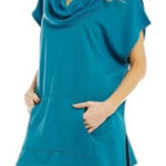 Bryn Walker Cowl Neck Sweatshirt Poncho Turquoise Women’s XL Photo 0