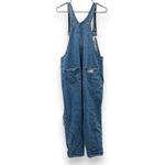 Carmar Denim Medium Wash Distressed Cropped Straight Leg Overalls Size S Blue Photo 3