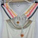 Aerie NWOT  One Piece Swimsuit Ivory Embroidered Bandeau Cut Out Size M Photo 1