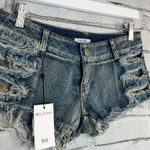 Be Wicked Light Wash Cotton Jean Shorts Raw Hem Ripped Distressed Women’s M NWT Blue Size M Photo 2