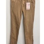 Stradivarius Lace-Up Skinny Jeans Brown Stretch Mid Rise Size 8 Boho Western Photo 0