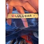 LULUSAR Dress Women Medium Blue Red Sheer Striped Maxi Dress Mesh Cover Up Photo 7