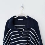 ZARA [] Blue Striped Chunky Knit Boxy Cropped Sweater Balloon Sleeves Sz Medium M Photo 6