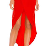 superdown  Arielle Slit Maxi Skirt Womens XXS Red Surplice Sultry Modern Femme Photo 0