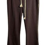 Edikted Sweatpants Women M Brown Exposed Stitching Flared Y2K Rope Tie Casual Photo 0