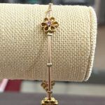 Dainty Pink Crystal Flower Bracelet Bangle Photo 3