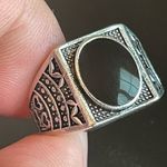 Cute black obsidian S925 silver ring size 7 Photo 5