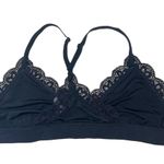 Aerie Black Satin Lace Trim Triangle Racerback Unlined Bralette Photo 4