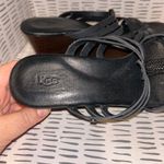 UGG  Mattie Black Leather Strappy Wedge Sandals Stacked 3" Inch Heel Platform 10 Photo 6
