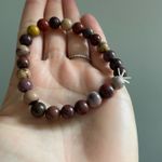 Stone Beaded Stretch Bracelet Purple Brown Power Beads Chunky Early 2000s Photo 5