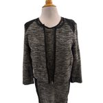 Eileen Fisher  Black Grey Tweed Dress Blazer Jacket Set Colorblock Medium Petite Photo 2