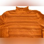 ASOS Rust Orange Boxy Stretch Knit Crochet Lace Like Frilly Turtleneck Texture 6 Photo 4