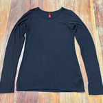 Spanx Women's  Black Long Sleeve Tee Medium Solid Basic Soft Photo 0