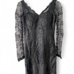 Source Unknown Vintage-Inspired Women's Black Beaded Evening Gown L Dark Feminine Gothic Glam Photo 1